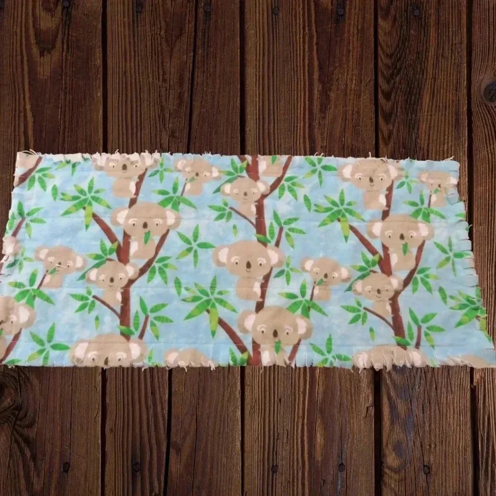 Burp Cloth, Flannel Rag Quilt Style, Reversible Koala Bears, Set of 4